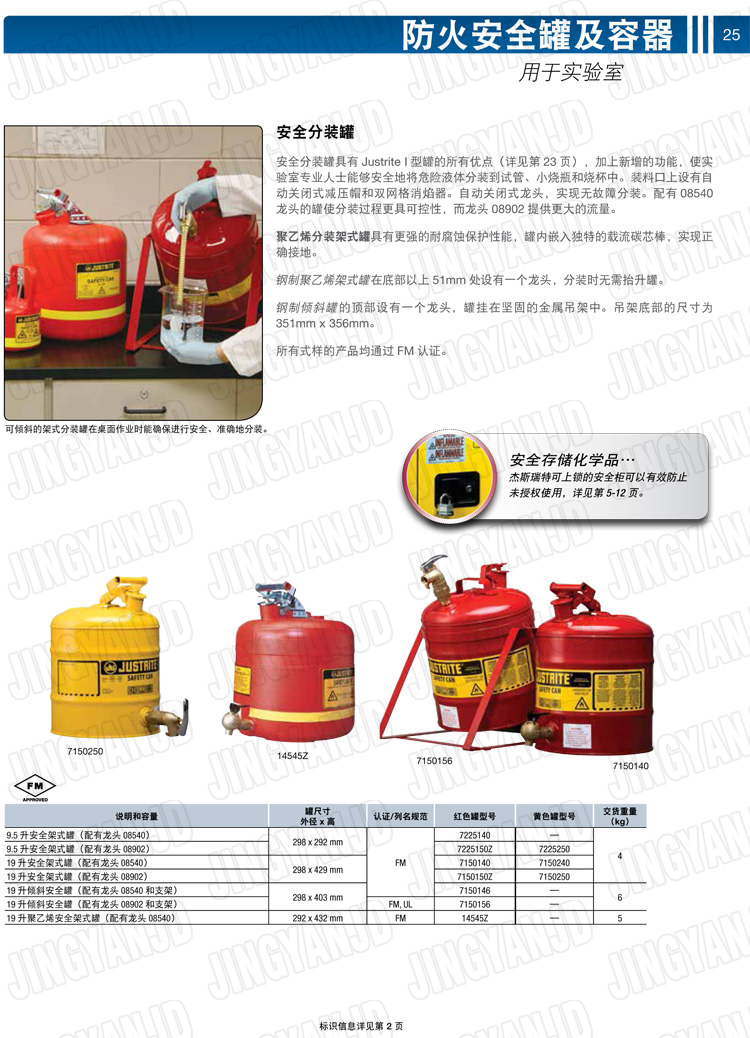 JUSTRITE，美國(guó)杰斯瑞特，justriteI型安全罐,柴油汽油存放罐，酒精松香水安全存儲(chǔ)罐，防火安全罐，防爆安全罐